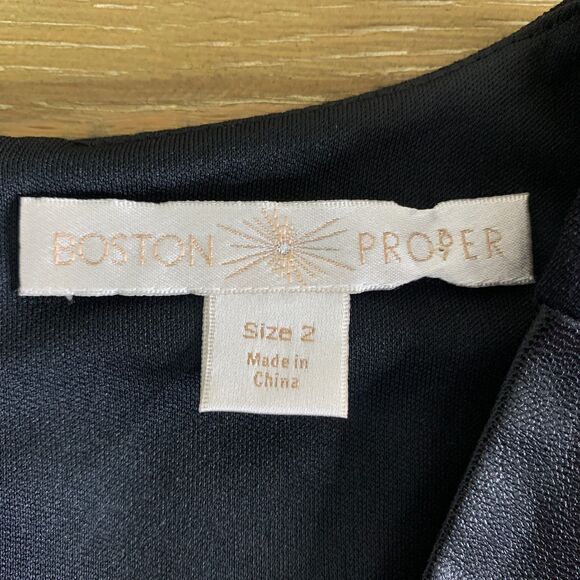 Boston Proper sleeveless faux leather dress black size 2 - Picture 3 of 8